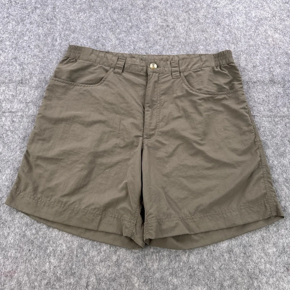 Patagonia Shorts Mens Large Olive Nylon Hiking Quick Dry Zip Pocket Belt Loops